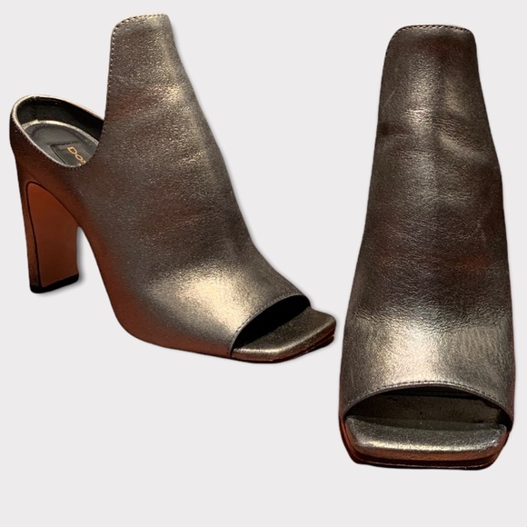 Donna Karan New York Dark Pewter High Heel Genuine Leather Mules Size 6.5